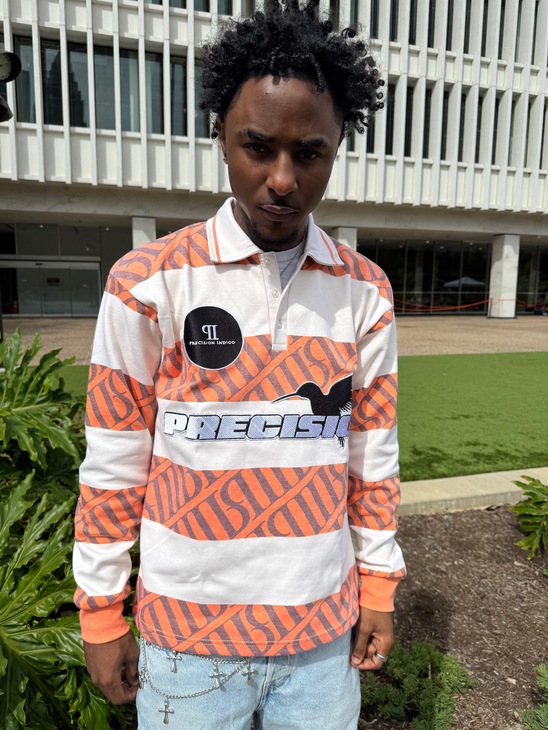 Precision "Elegant" Rugby Polo {In Orange/Creme}