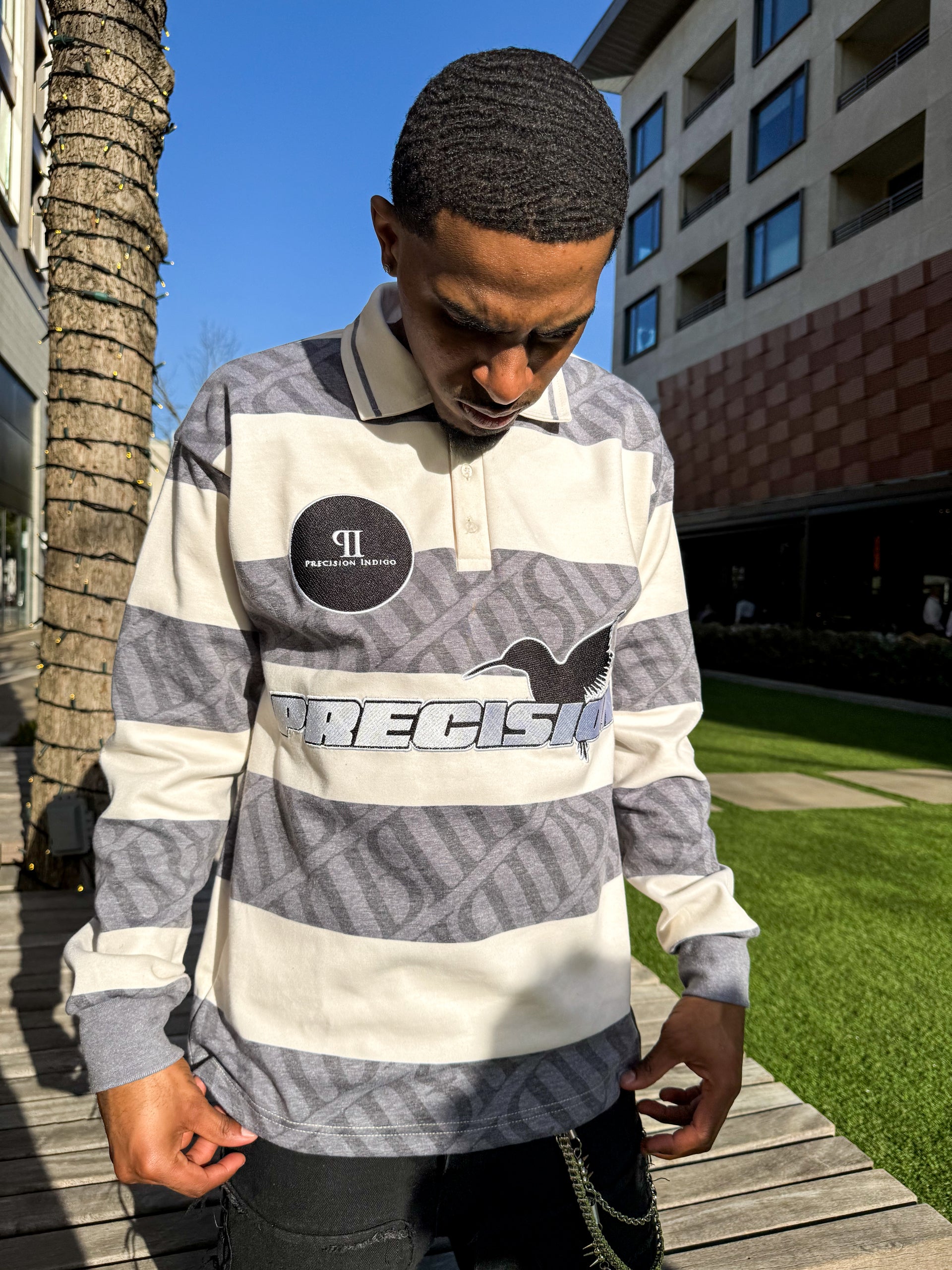 Precision "Elegant" Rugby Polo {In Grey/Creme}
