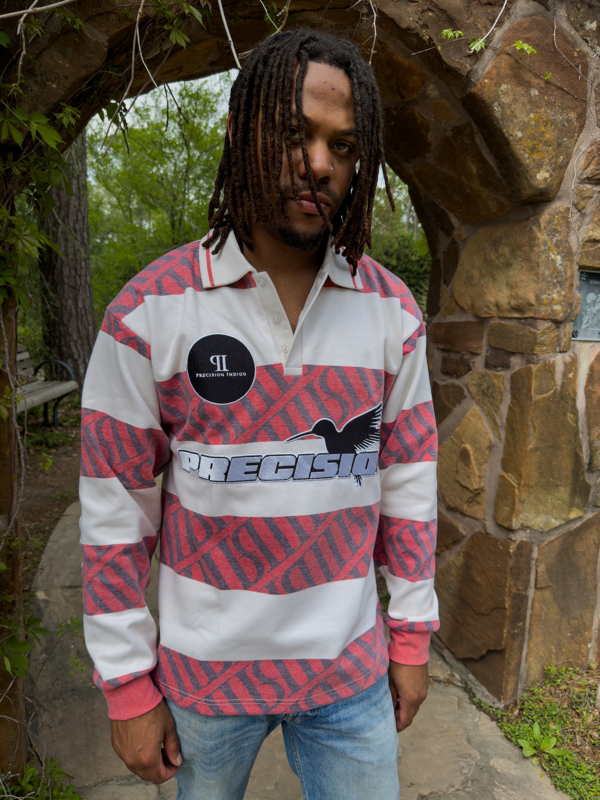 Precision "Elegant" Rugby Polo {In Red/Creme}